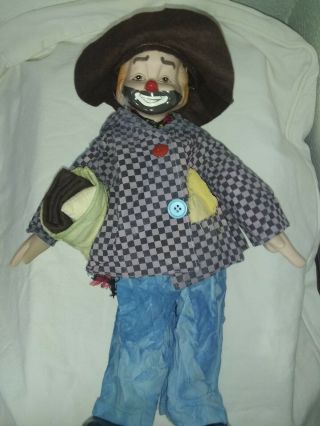 Rare Vintage Large Porcelain Clown Doll,  19 " Tall W/camping