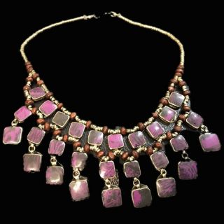 Rare Ancient Purple Stone Pendant Necklace 300 B.  C 28 Stones (5)