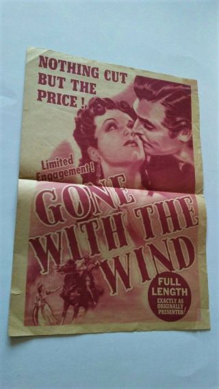 Rare 1941 Gone With The Wind Movie Herald Appalachian Theatre Rhett & Scarlett