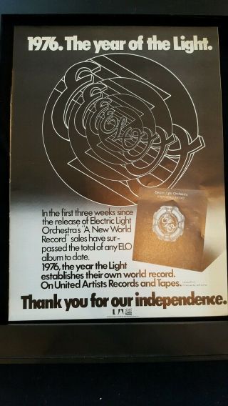 Elo A World Record Rare 1976 Promo Poster Ad Framed