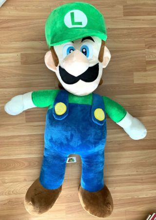 Rare Nintendo Mario Green/blue Luigi 38” Giant Plush Toy By Good Stuff
