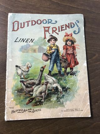 Antique Victorian Outdoor Friends Children 
