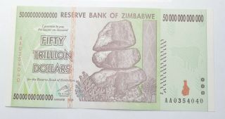 Rare 2008 50 Trillion Dollar - Zimbabwe - Uncirculated Note - 100 Series 690