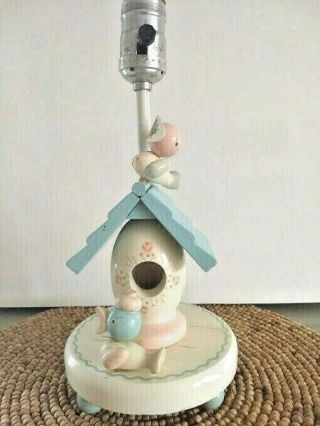 Rare Vintage By Irmi Wooden Lamp Nursery Plastics Co.  Birdhouse Lamp