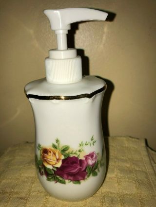 Rare Royal Albert Old Country Roses 1962 Fine China Lotion Hand Soap Dispenser