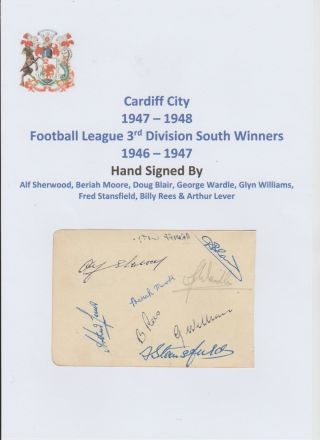 Cardiff City & Aldershot 1947 - 1948 Rare Hand Signed Book Page 19 X Sigs