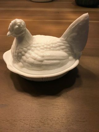 Challinor Prototype / Fenton 5” Hen On Nest Milk Glass Rare