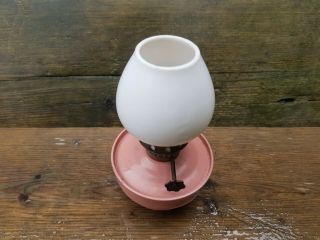 English Vintage Kelly / Nursery Oil Lamp,  Glass Shade,  Paraffin SA - VU Pink Rare 4