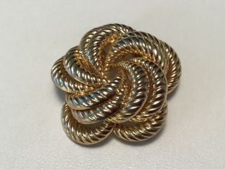 Rare Vintage Christian Dior Germany Gordian Knot Gold Tone Brooch Pin