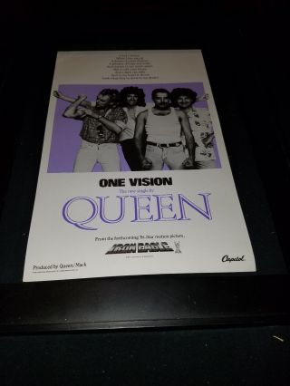 Queen One Vision Iron Eagle Rare Radio Promo Poster Ad