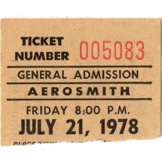 Ac/dc & Aerosmith Concert Ticket Stub Portland Oregon 7/21/78 Bon Scott Rare
