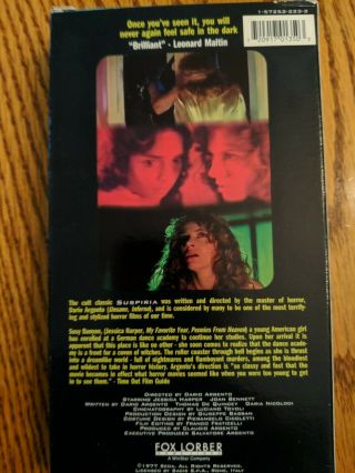 Suspiria (VHS,  1997) horror rare OOP Movie video tape Dario argento suspira 2