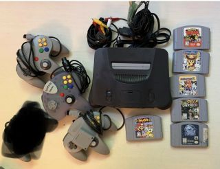 Nintendo 64 Launch Edition Charcoal Grey Console (ntsc) With Rare Games.  Ect