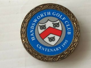 Rare Centenary Golf Ball Marker Handsworth Golf Club 1895 - 1995 Exc Con 24 Years