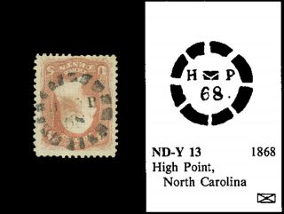 " H P / 68 " Of High Point Nc,  3¢ 94,  Skinner - Eno Nd - Y 13 Var. ,  Rare Fancy Cancel