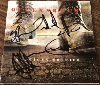 Queensryche Signed American Soldier Cd Book Rare Real Geoff Tate Prog Rock Proof
