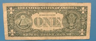 2009 G Series $1 One Dollar Bill Fancy 7 of a Kind Near Solid Binary Rare Note 5