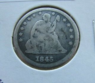 1845/45 Repunched Date Seated Liberty Quarter 25c - - - - - - Very Rare Variety