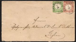 Dr 1872 Rare Letter 1 Kr,  2 Kr,  Minr.  7 & 8,  Oppenheim To Giessen,  Cv,  570€