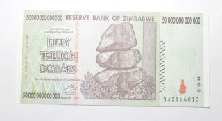 Rare 2008 50 Trillion Dollar - Zimbabwe - Uncirculated Note - 100 Series 258