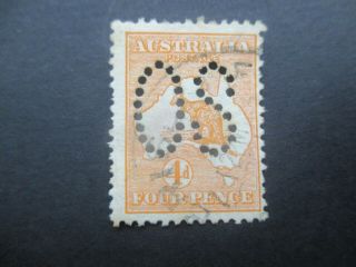 Kangaroo Stamps: 4d Orange Large Perf Os 1st Watermark - Rare (d231)