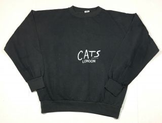 Vintage 80’s 1981 Cats Musical London Black Crewneck Sweatshirt Men’s Xl Rare