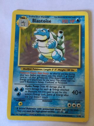 Pokemon Blastoise Card 2/102 Base Set Holo Rare Vintage Wotc Mp
