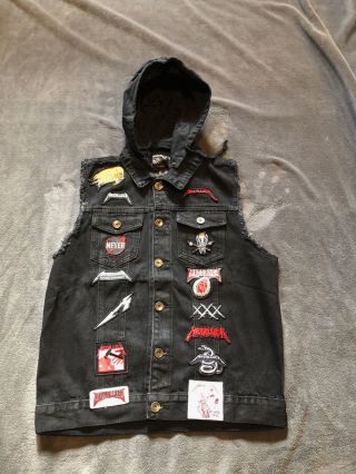 Rare Metallica Denim Vest Battle Jacket Production Sample Xl Extra Large Hoodie