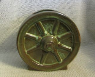 Rare Frankoma.  7 " Prairie Green Patina Wagon Wheel Vase Incised Mark Ada 94y