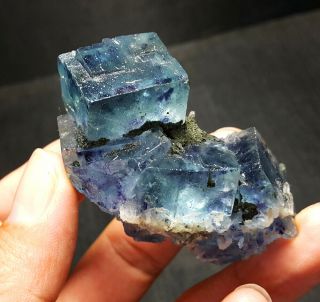 Rare 91 G Natural Transparent Blue Phantom Fluorite & Mineral Specimen/china A59
