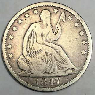 1847 - O Seated Liberty Half Dollar Coin Rare Date