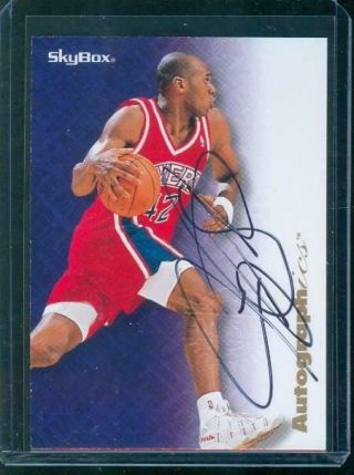 1996 - 97 Skybox Autographics Jerry Stackhouse Rare Sp On Card Auto 76ers