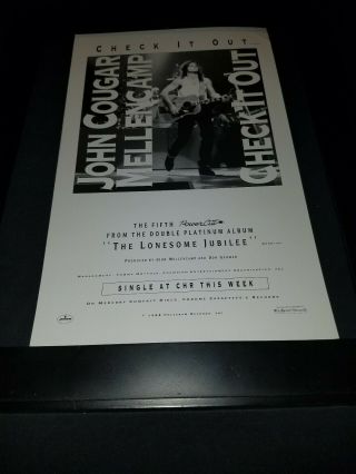 John Cougar Mellencamp Check It Out Rare Radio Promo Poster Ad Framed