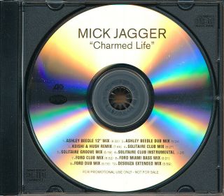 Mick Jagger Charmed Life Mega Rare 10 Track Promo Acetate Cd Single W/ Mixes 