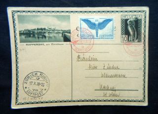 1930 Switzerland Zeppelin Post Rare Airmail Stationery Card