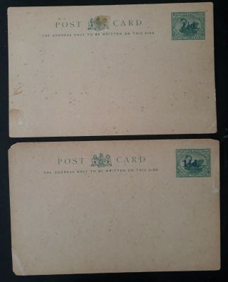 Rare 1893 - Western Australia 1.  5d Blue/3d Green Swan Preprint Postcard Double Op