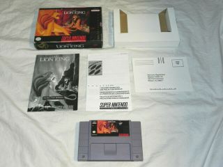- = Rare = - The Lion King Snes Complete W/ Registration Card