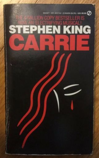 Stephen King’s Carrie The Broadway Musical Logo Paperback Novel Rare Signet
