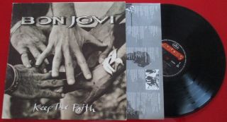 Bon Jovi " Keep The Faith " Rare & Scarce 1992 Spain Lp On Mercury W/ Insert