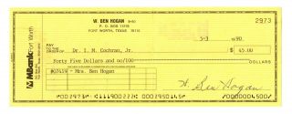 1990 Ben Hogan Signed Check Auto Hof Pga Golfer Signature Autograph Legend Rare