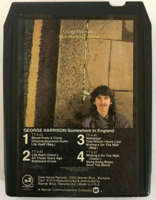 George Harrison Somewhere In England Rare Dah M8 3492 Dark Horse 8 Track Tape