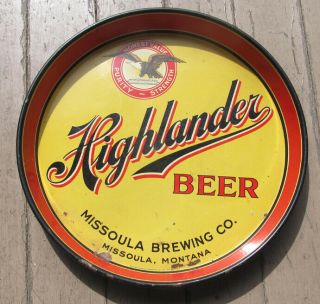 Early 1900s Highlander Beer Missoula Brewing Co.  Tray Mt.  Electro Chemical Rare