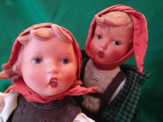 Vintage 1966 Hummel Goebel Rubber Figurine Dolls 8 Inch - Rare - Boy & Girl