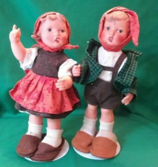 Vintage 1966 Hummel Goebel Rubber Figurine Dolls 8 inch - RARE - Boy & Girl 2