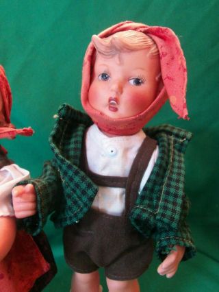 Vintage 1966 Hummel Goebel Rubber Figurine Dolls 8 inch - RARE - Boy & Girl 4
