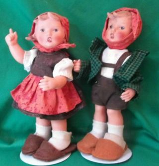 Vintage 1966 Hummel Goebel Rubber Figurine Dolls 8 inch - RARE - Boy & Girl 5
