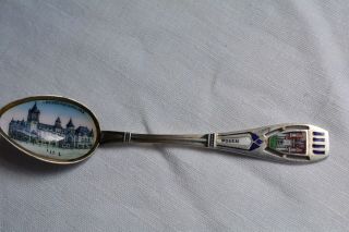 Vintage 800 Silver Enamel Souvenir Spoon Posen Residenz Schloss Rare