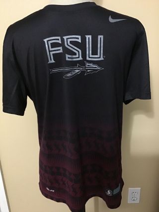 Rare Nike Fsu Seminoles Noles Team Issue Dri Fit Medium Shirt / Black & Red