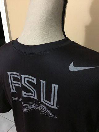 Rare NIKE FSU Seminoles Noles Team Issue Dri Fit MEDIUM Shirt / Black & Red 5