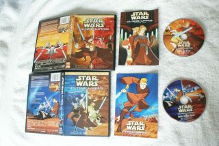 Star Wars Clone Wars Volume One Two 1 & 2 Cartoon Network Animated Set Rare Oop